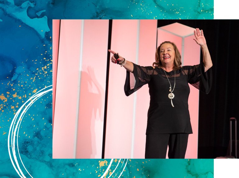Linda Edgecombe during one of her motivational speaking sessions"